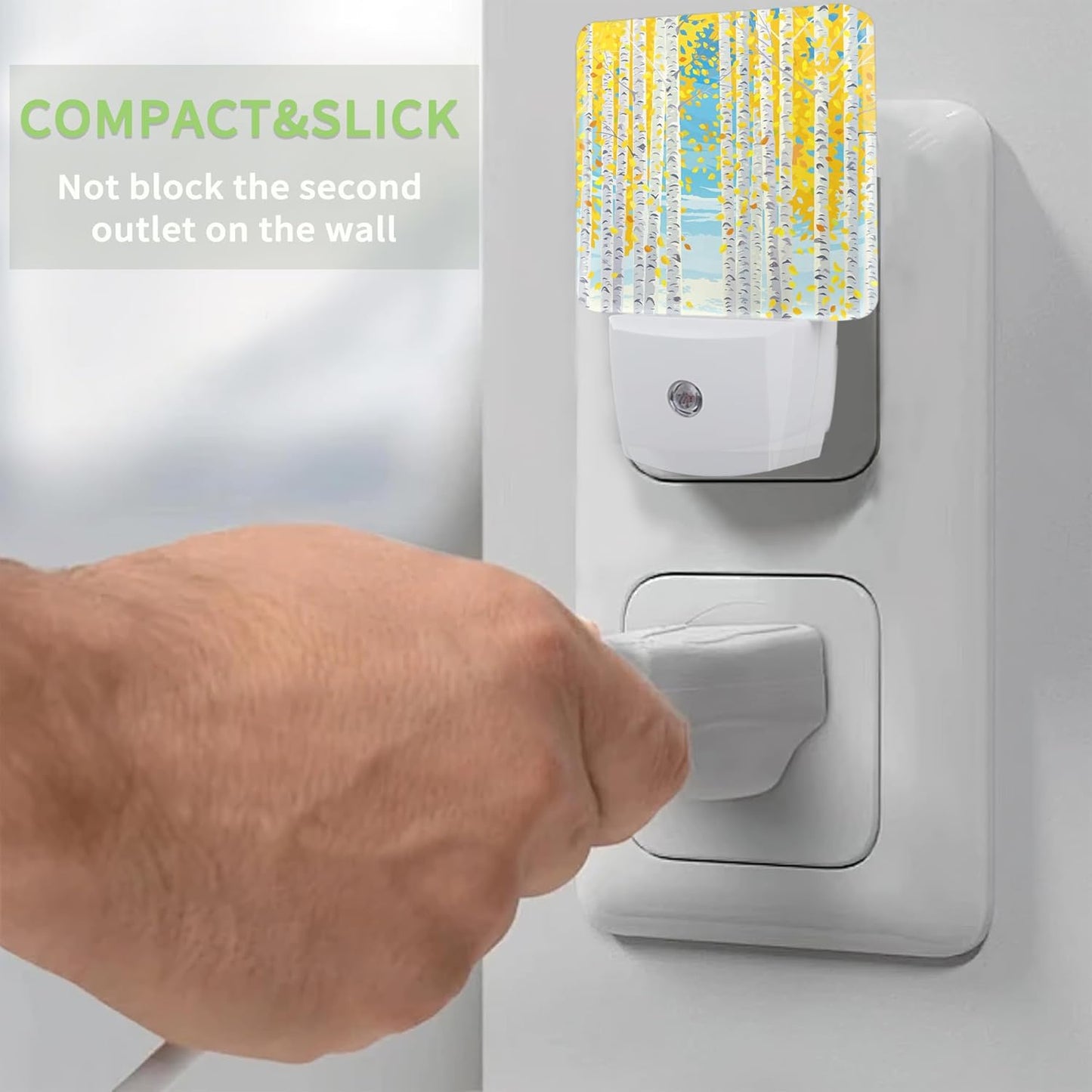 Birch Forest Night Light,Fall Night Light Plug into Wall with Dusk to Dawn Sensor, LED Lamp Energy Saving Lights for Men Women Boys Girls,Lamp for Bedroom Bathroom Hallway