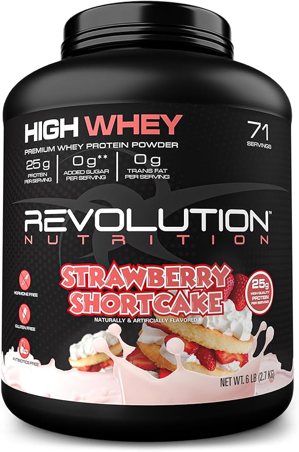 High Whey, Protein Powder 6LB, Whey Isolate, Gluten Free, Lean Muscle Mass For Men & Women, 25g of Protein Per Scoop, 908 g, 24 Servings (Strawberry Shortcake, 6 Pound)