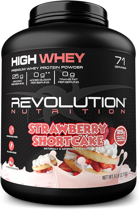 High Whey, Protein Powder 6LB, Whey Isolate, Gluten Free, Lean Muscle Mass For Men & Women, 25g of Protein Per Scoop, 908 g, 24 Servings (Strawberry Shortcake, 6 Pound)