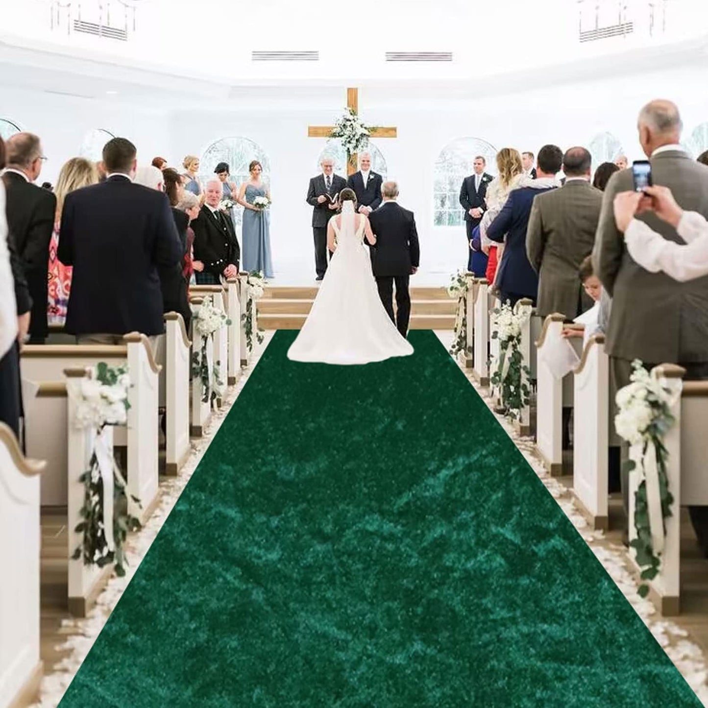 MODFUNS Emerald Green Aisle Runner for Wedding Ceremony 4FTx20FT Wedding Runner Aisle Indoor Velvet Carpet Runway Rug Modern Bridal Walkway Aisle Floor Runner for Weddding Banquet Graduation