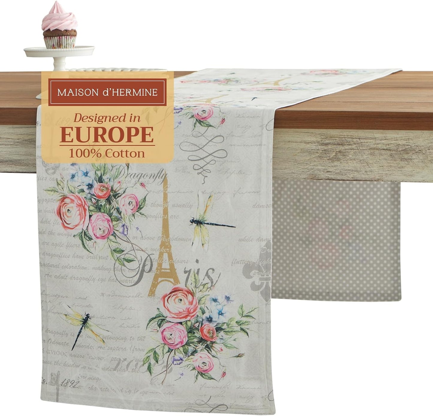 Maison d' Hermine Table Runner 100% Cotton Double Layer Table Runners 72 inches Long Decorative for Home Kitchen Dining Party Wedding Bridal Shower Spring Summer (Champ De Mars, 14.50" x 72")