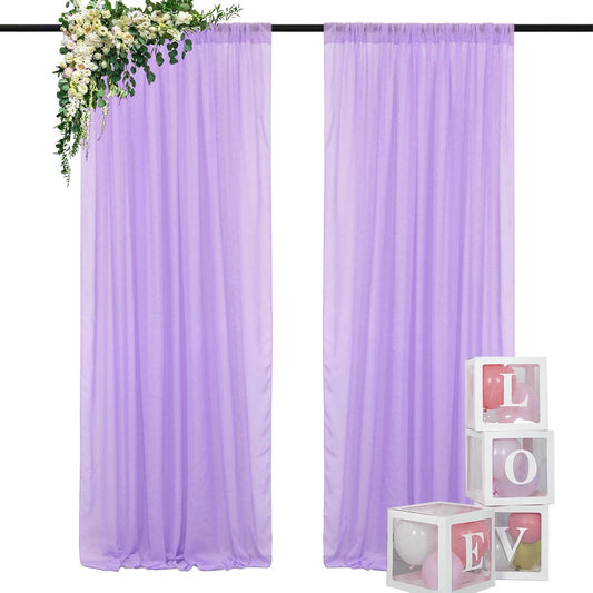 DUOBAO Lavender Chiffon Backdrop Curtain-2 Panels 29"x120" Wide 74cm by 300cm Length Sheer Wedding Backdrops Drapes Beach Curtains for Living Room Voile Window Drape Polyester Photography Background