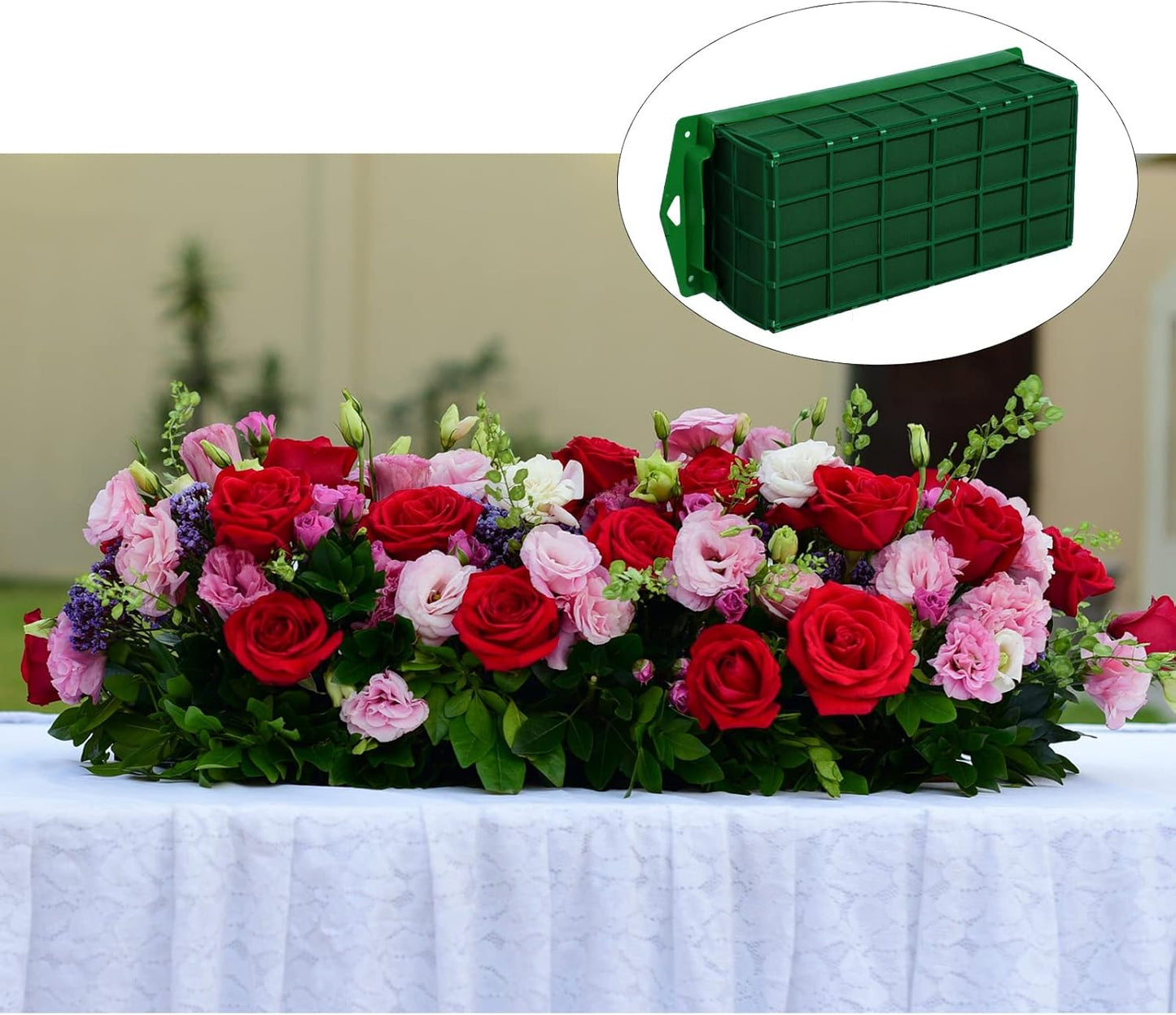 Boao 24 Pieces Floral Foam Cage Holder with Floral Foam for Fresh Flowers Cage Bowl for Table Centerpiece Flower Arrangement, Rectangle, 11.8 x 4.7 x 3.1 Inch