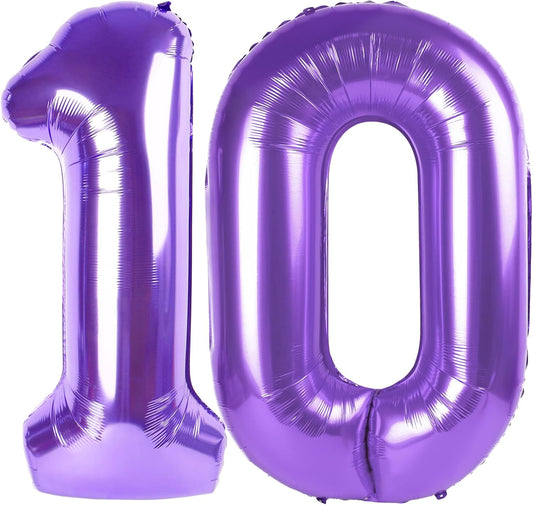 Purple Number 10 Balloon 40 Inch Birthday Decorations, Number 10 Balloon Birthday Party Decorations, Anniversary Decorations Graduations Party Supplies