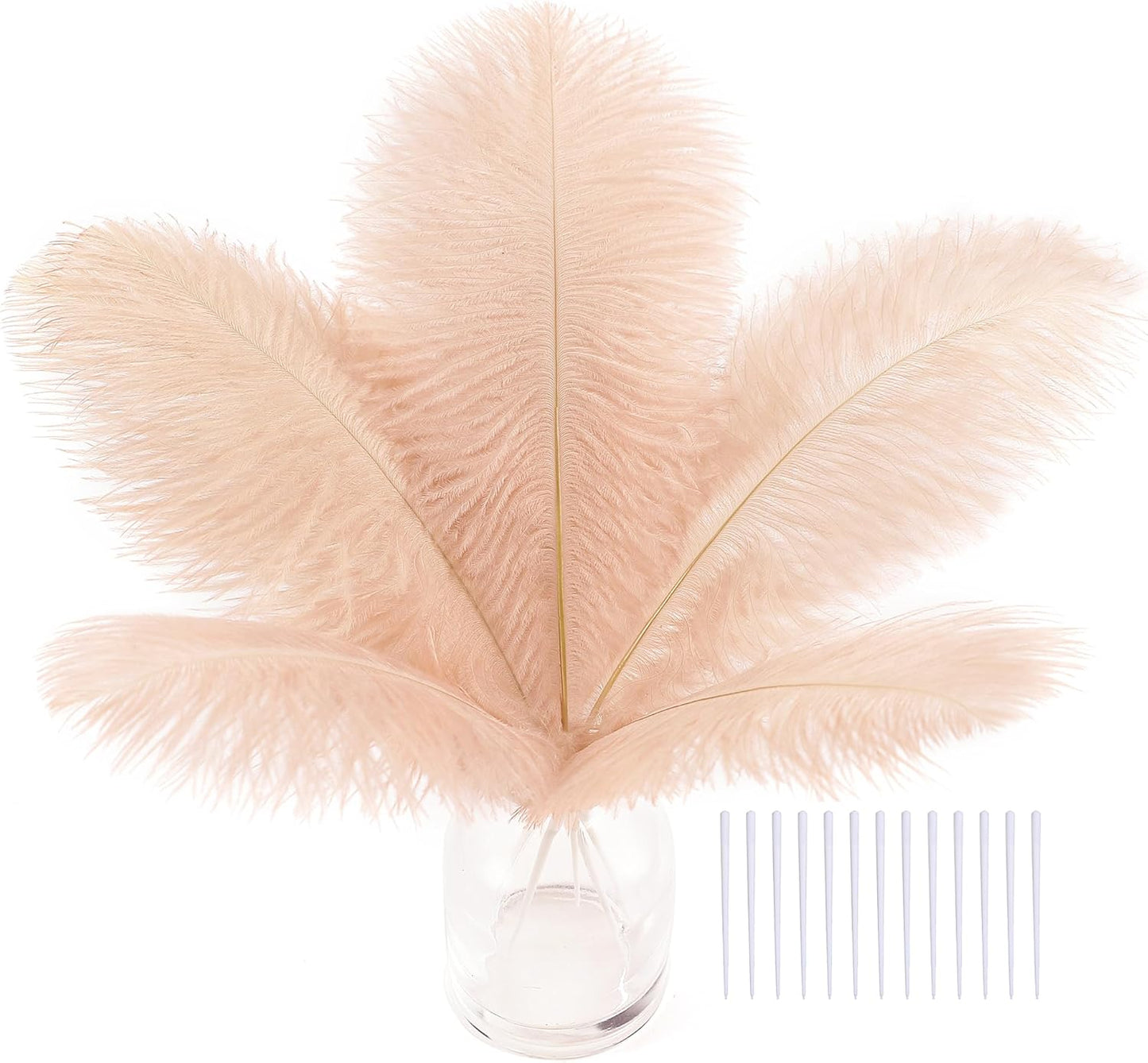 SOGUGOM Light Salmon Ostrich Feathers - 30PCS 6-8 inch Small Ostrich Feathers Kit for Wedding Decorations, Hats and DIY Projects(Light Salmon)