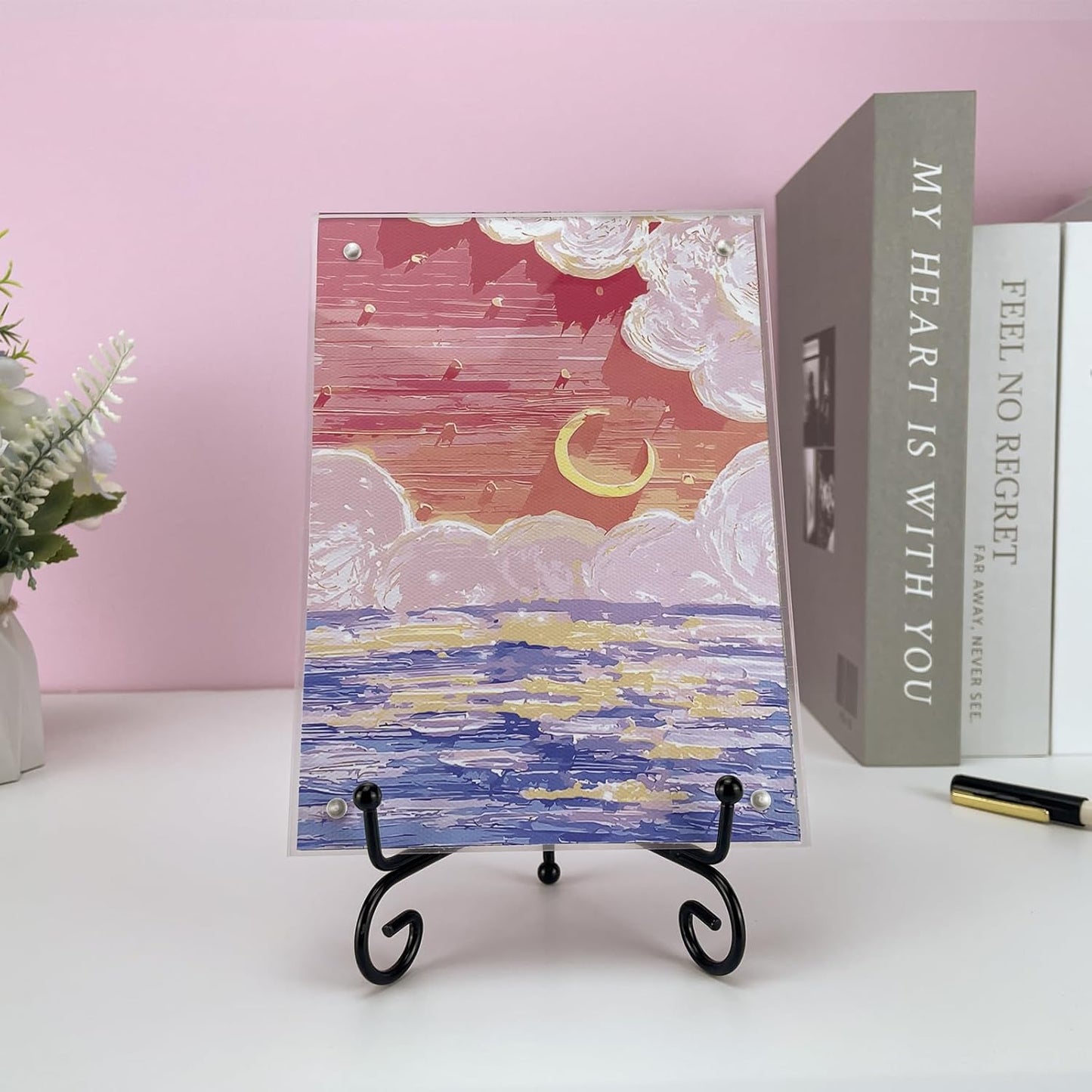 4PCS Premium Black Iron Plate Stands for Display 6 Inch, Decorative Solid Metal Plate Holders for Displaying, Mini Easel, Frame, Book, Card, Plaque, Bowl, Picture Stands for Display