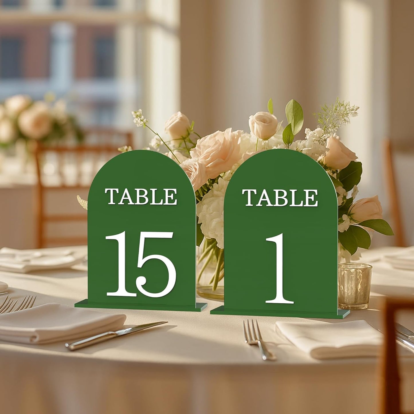 Arch Wedding Table Numbers 1-20 with Stands, 5" X 7" Double Sided Acrylic Wedding Sign Holders, Durable Non-Fading Table Number for Wedding Reception, Events, and Centerpieces