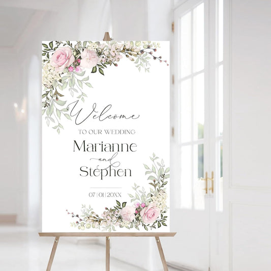 Personalized Wedding Welcome Sign, Flowers Wedding Welcome Sign, Wedding Welcome Sign, Custom Wedding Sign, Welcome To Our Wedding Sign, Flowers Wedding Board, Wedding Decorations Signs # 20