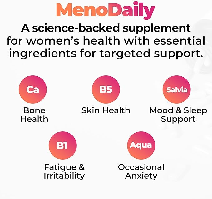 Happy Mammoth Meno Daily Menopause Vitamins & Supplements for Women (*Not Hormone Harmony), Boost Metabolism, Healthy Skin, Hair and Nails, Hot Flash, Mood Support, 72 Caps