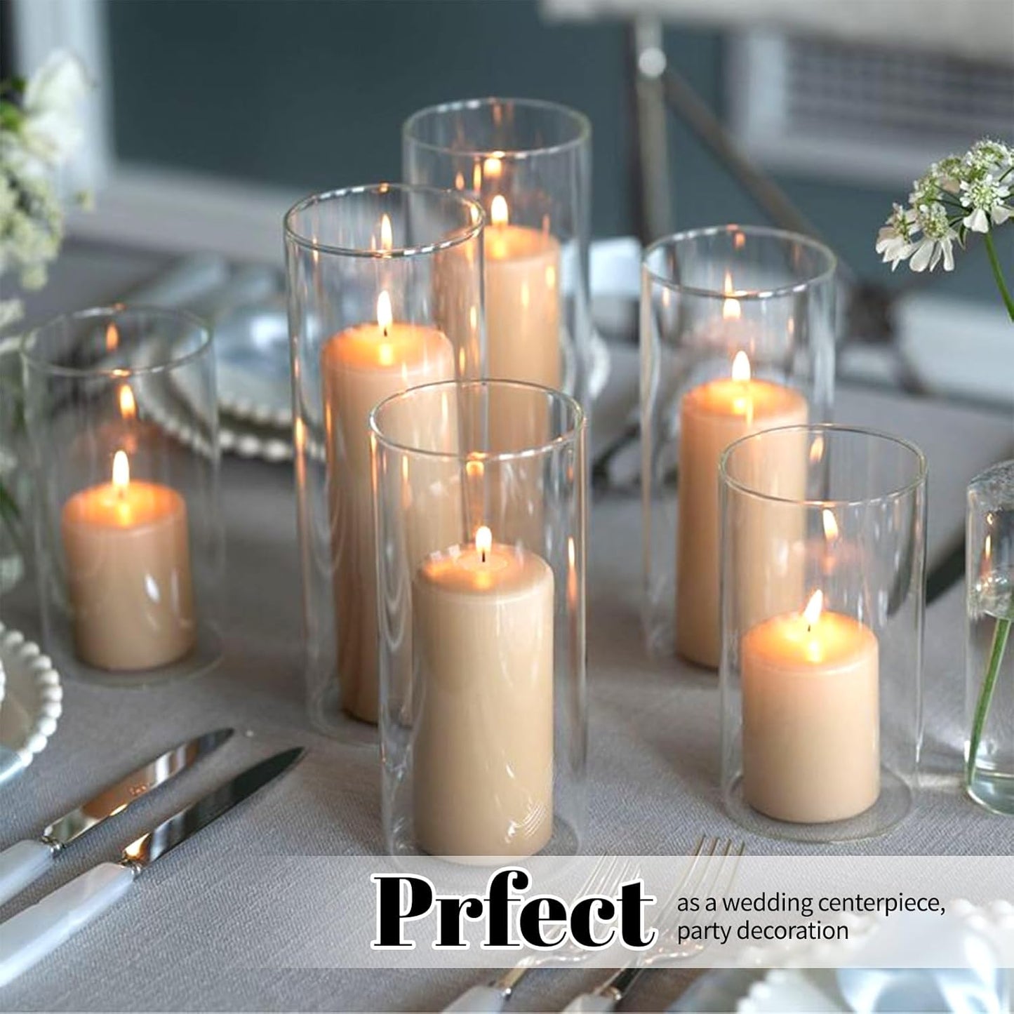 12Pack Glass Cylinder Vases for Centerpieces - 6 Inch Tall Flower Vase for Wedding Decorations, Floating Candle Holder Vase Bulk,Glass Hurricane Candle Holders for Table Shelf, Party, Home Decor