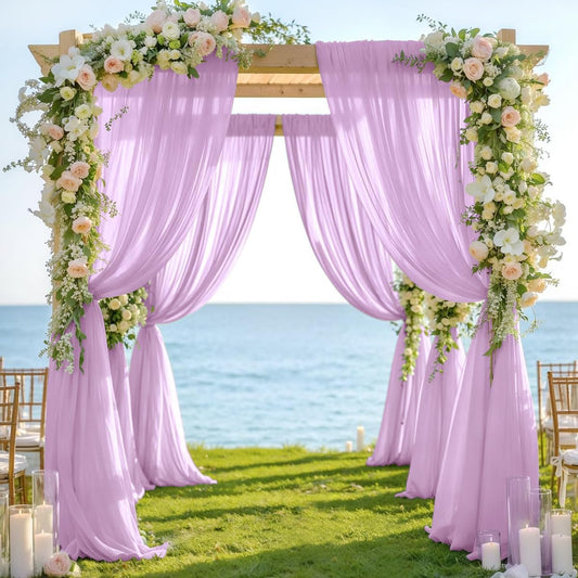 Lilac 2 Panels Wedding Arch Draping Fabric 29" x 20Ft Sheer Drapes Outdoor Curtain for Wedding Party Baby Bridal Shower Arch Ceiling Backdrop Decor