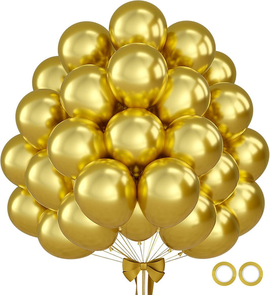 110pcs Gold Balloons 12 Inch Metallic Chrome Gold Balloon Garland Arch Kit for Birthday Baby Shower Anniversary Graduation Wedding Party Decorations