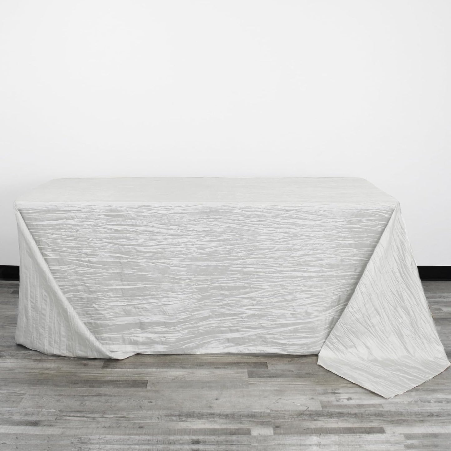 YOUR CHAIR COVERS - 90 x 132 Inch 6ft White Rectangular Crinkle Taffeta Tablecloth – Elegant Table Linen for Rectangular Tables, Weddings & Special Events