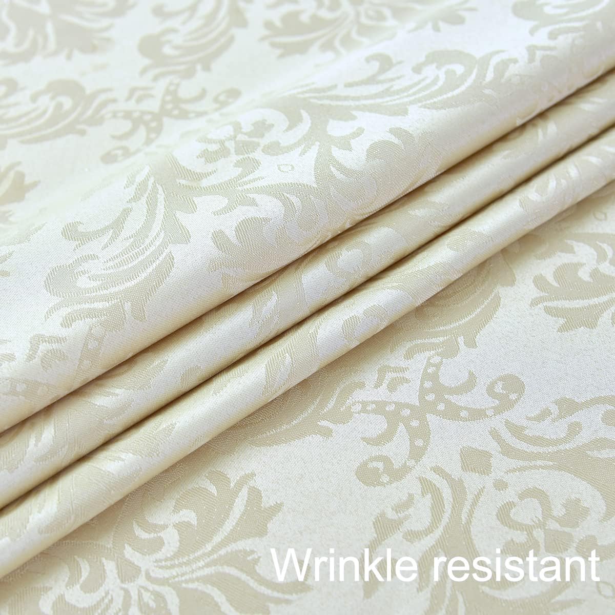 SASTYBALE Rectangle Tablecloth - 60 x 102 Inch Beige Cream Damask Table Cloth Jacquard Design Spill Proof Wrinkle Resistant Waterproof Soft Polyester Oblong Table Cover for Kitchen Parties(Ivory)