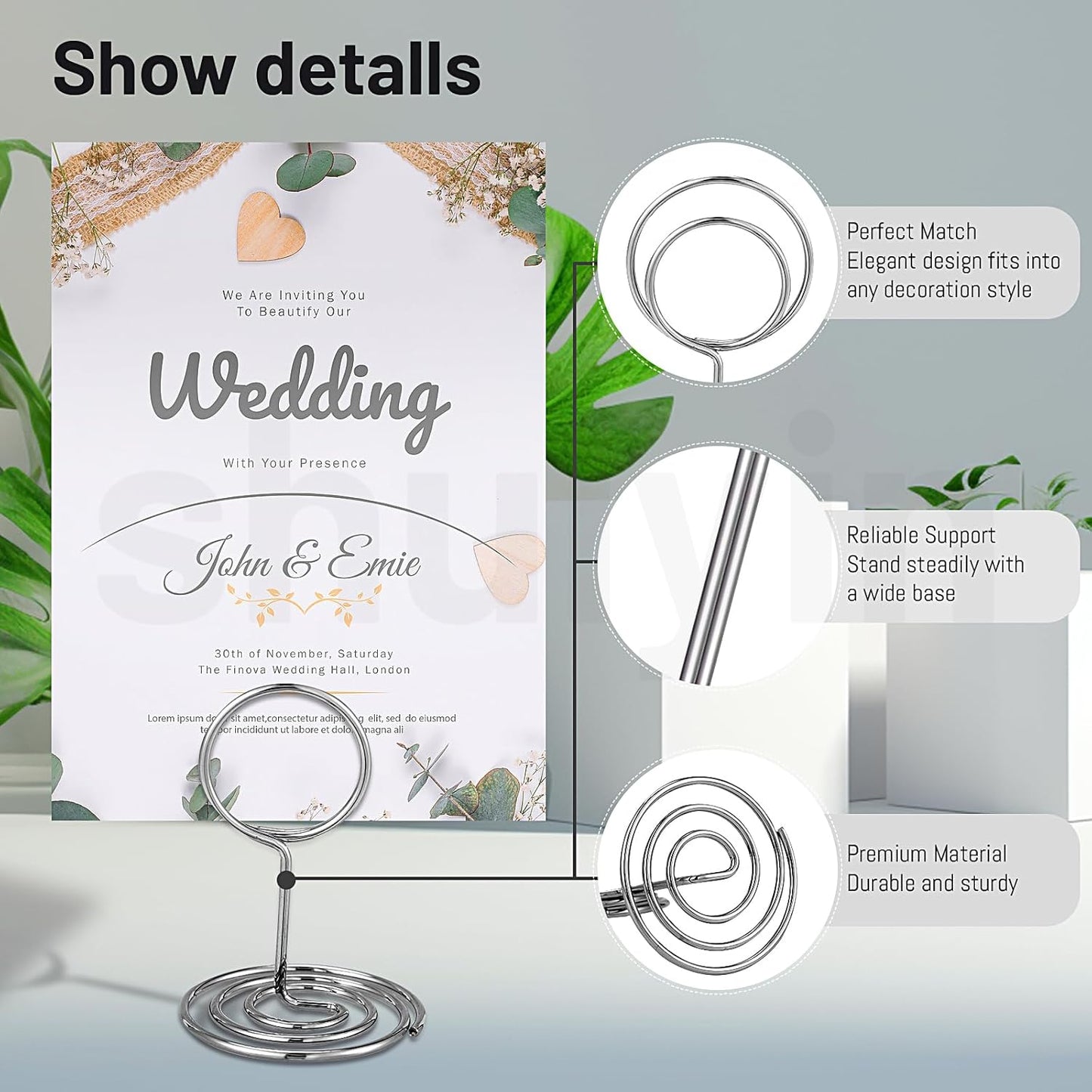 30PCS Table Number Holders Place Card Holder - Photo Holders for Tables, Cards Stand Name Menu Clips, Table Sign Holders for Wedding Anniversary Birthday Party, Silver