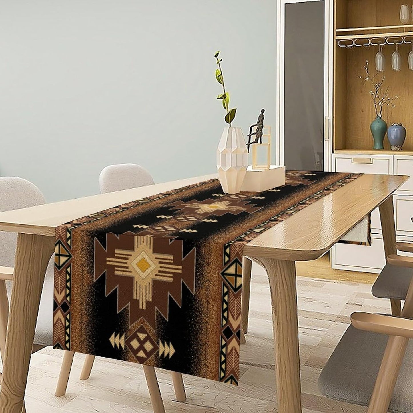 Aztec Table Runner Southwestern Native Vintage Geometric Pattern Table Runner Retro Country Table Dinner Decoration 13x70 Inch