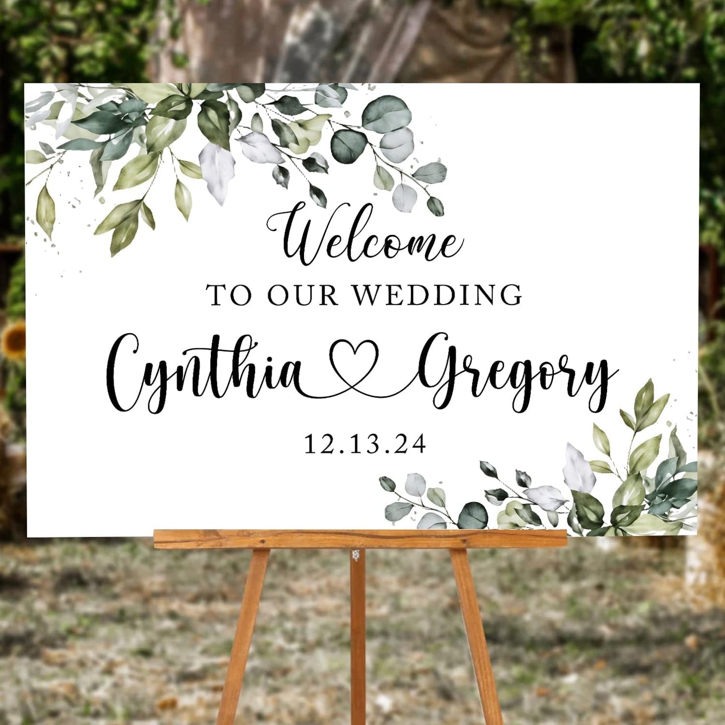 Custom Eucalyptus Wedding Welcome Sign Template, Elegant Eucalyptus Printable Sign for Ceremony or Reception