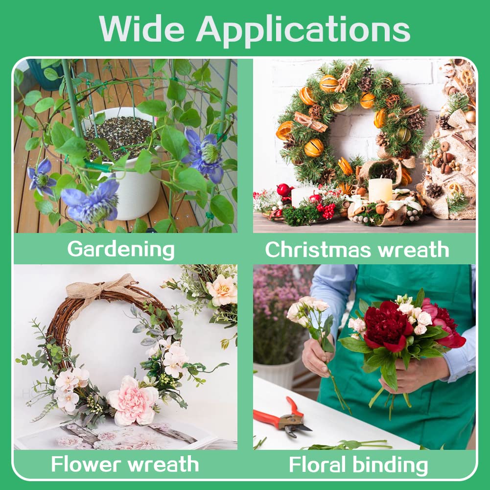 Floral Wire, 110 Yards Flexible Craft Wire for Wreath 22 Gauge Green Florist Supplies with Built-in Cutter for Christmas Tree, Garland and Flower Arrangements, Plant Support