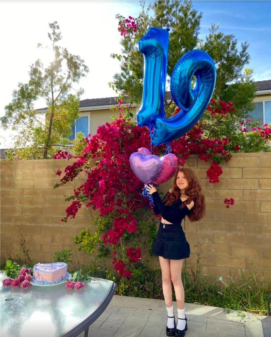 Navy Blue Jumbo Number 19 Balloon 40 Inch, Boy Girl 19 Birthday Supplies, Foil Helium 19 Birthday Giant Balloon, Mylar Blue Number Balloons Anniversary Decorations