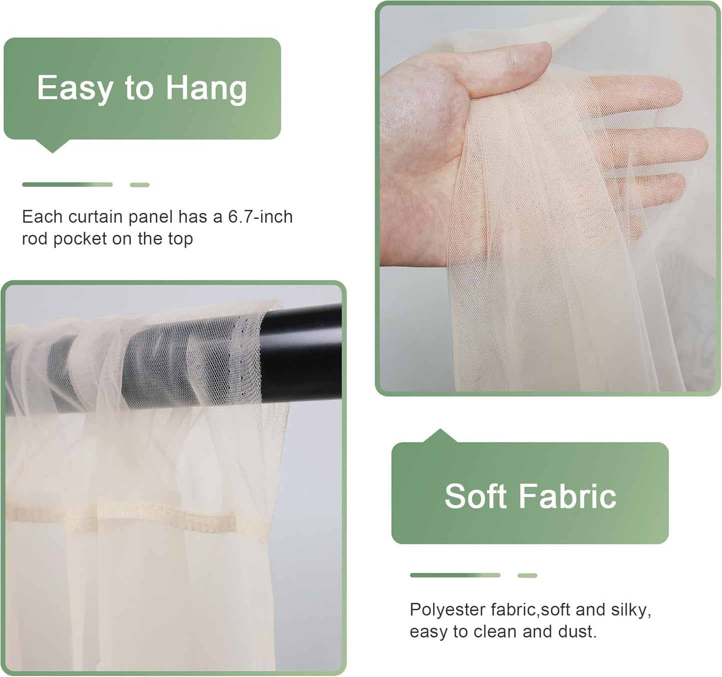 Tulle Backdrop Curtain with Lights String 20 X 8FT Champagne Sheer Tulle Backdrop Curtains for Wedding Birthday Party Reception Photo Booth Background Decorations (4 Panels 5x8FT)