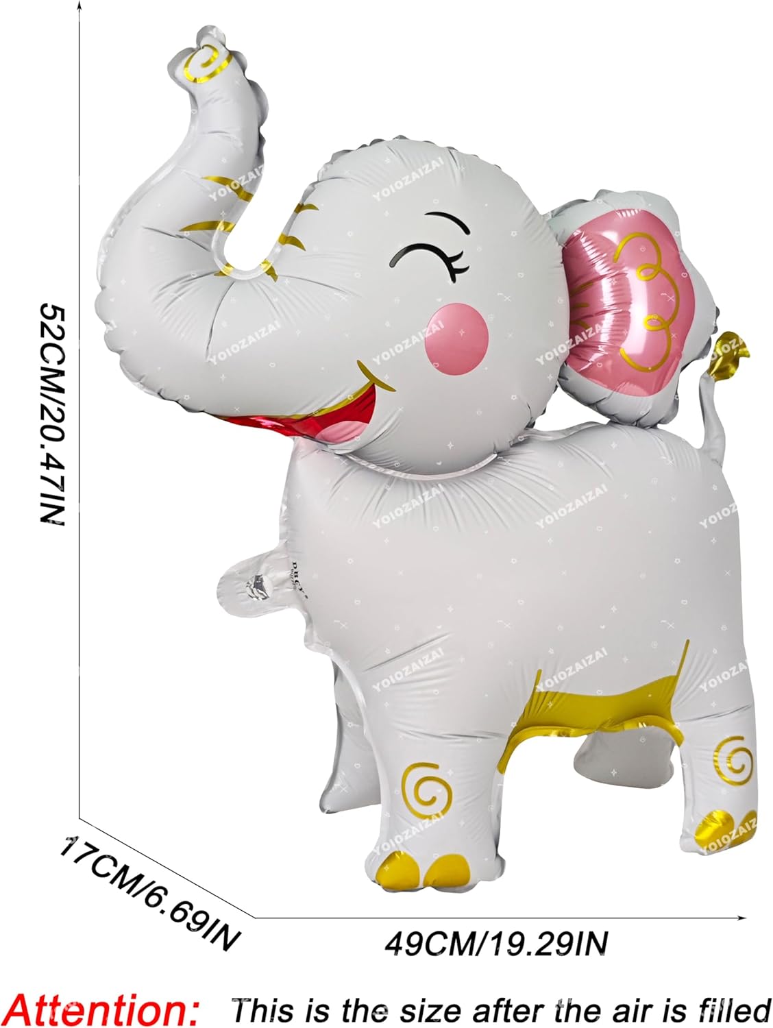 2PCS Matte self-standing elephant animal balloon 3D Jungle Large Elephant Foil Balloons For Kids safari themed birthday party gender indication baby shower Decor supplies white