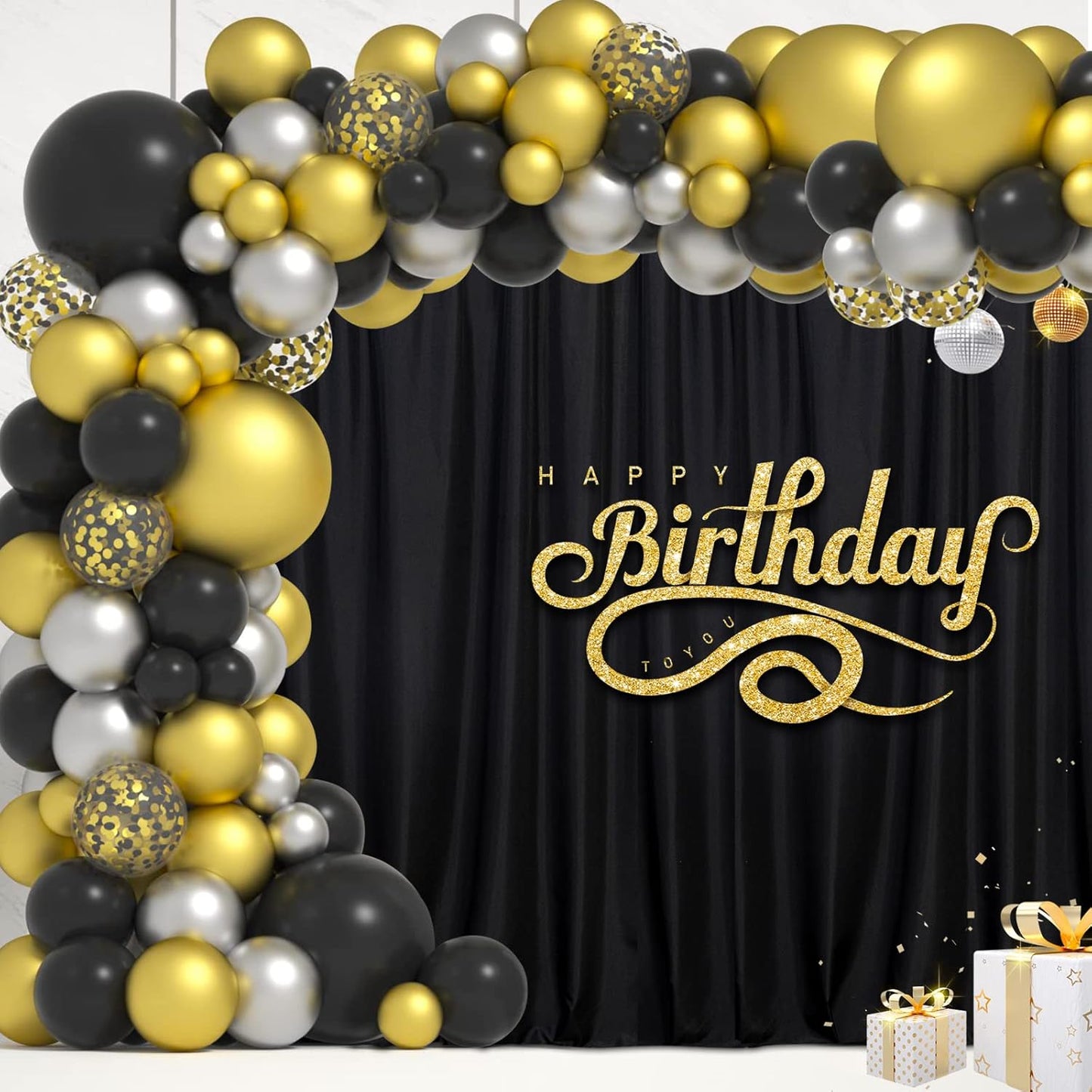 Black Backdrop Curtain for Party Black Background Curtains Rod Pocket Backdrop Drapes Panels Fabric Curtain Backdrop Black Birthday Party Decor for Boys Teens Men,5ft x 8ft, 2 Panels