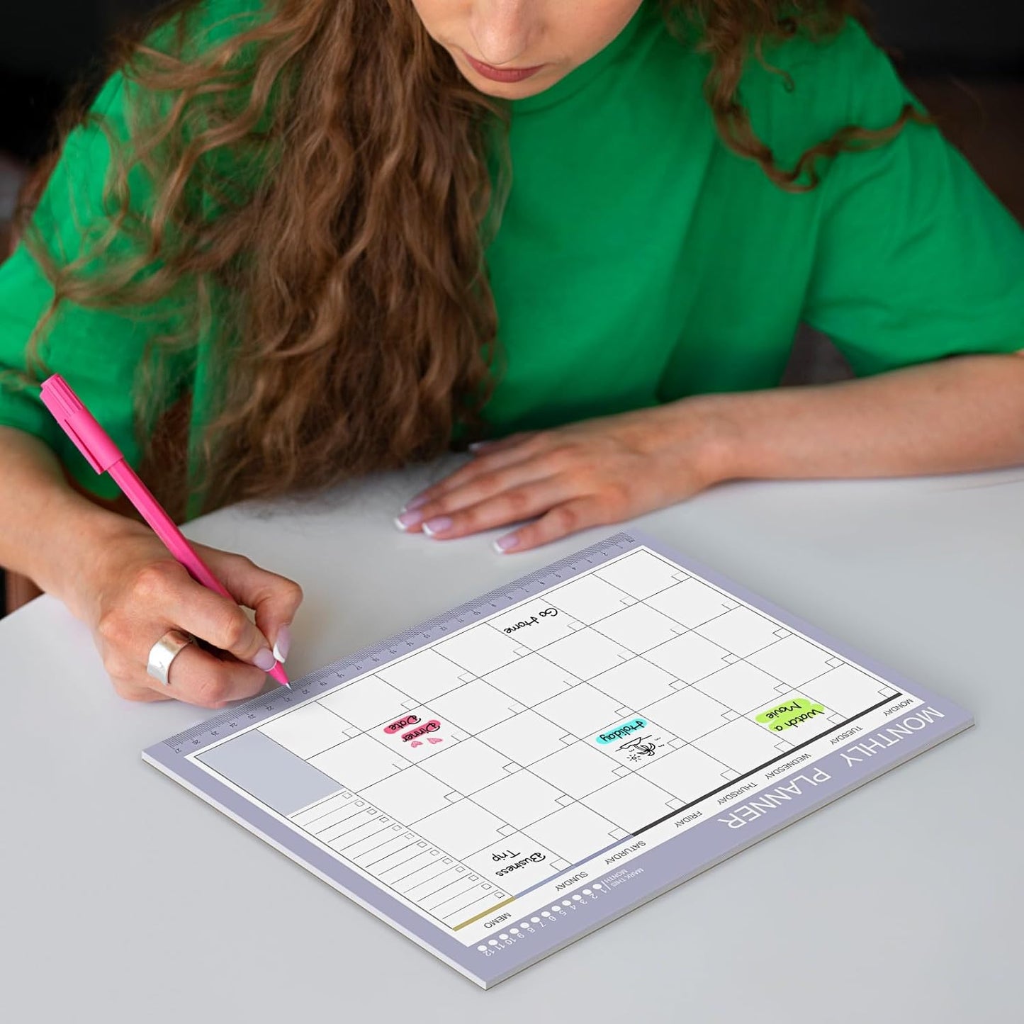 Phyxin Undated Planner, 54 Sheets Blank Calendar, 11.2" x 8.3" Monthly Calendar Planner, Tear Off Undated Monthly Planner with Memo for Women, Students, Teachers, Purple