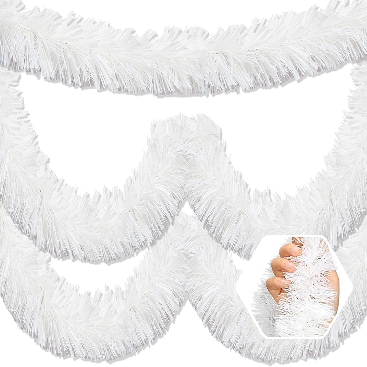 50 Feet Christmas Foil Fringe Banner Metallic Tassle Garland Metallic Backdrop Parade Floats Shiny Hanging Ceiling, Valentine's, Wedding, New Year Party Decorations(2" x 50', Macaron White)