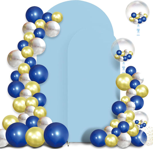 Set of 2 Arch Backdrop Cover Dusty Blue High Elastic Wrinkle-Resistant Arch Cover Spandex Fabric Thick Round Top Chiara Backdrop for Weddings Birthday Baby Shower Garden 6.6FT, 8FT