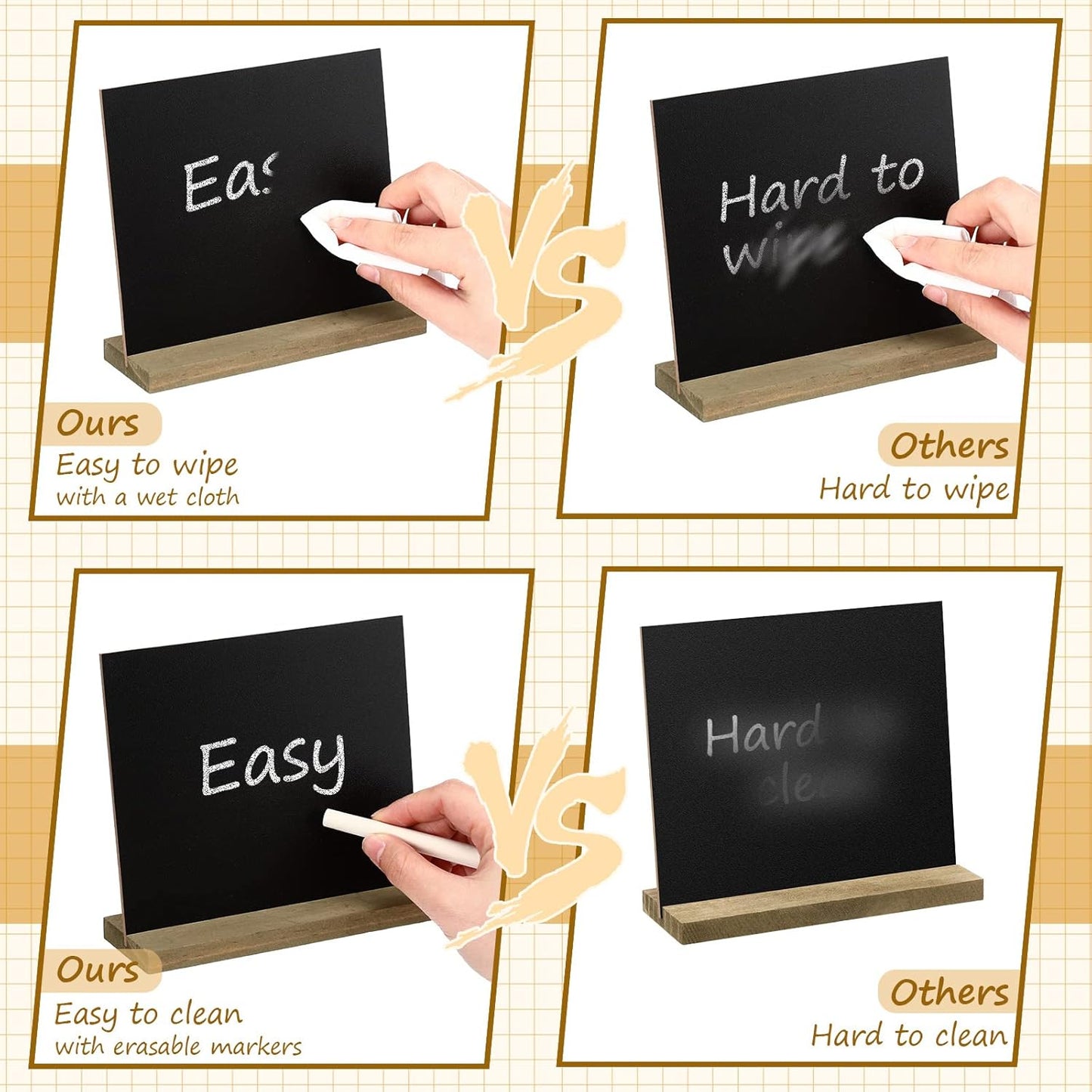 Queekay 36 Pcs Mini Chalkboard Signs Tabletop with Stand 5 x 6 Inch Wooden Chalkboard Sign Vintage Chalk Board Sign Decorative Centerpieces for Food Signs Table Numbers Message Boards Party Supplies