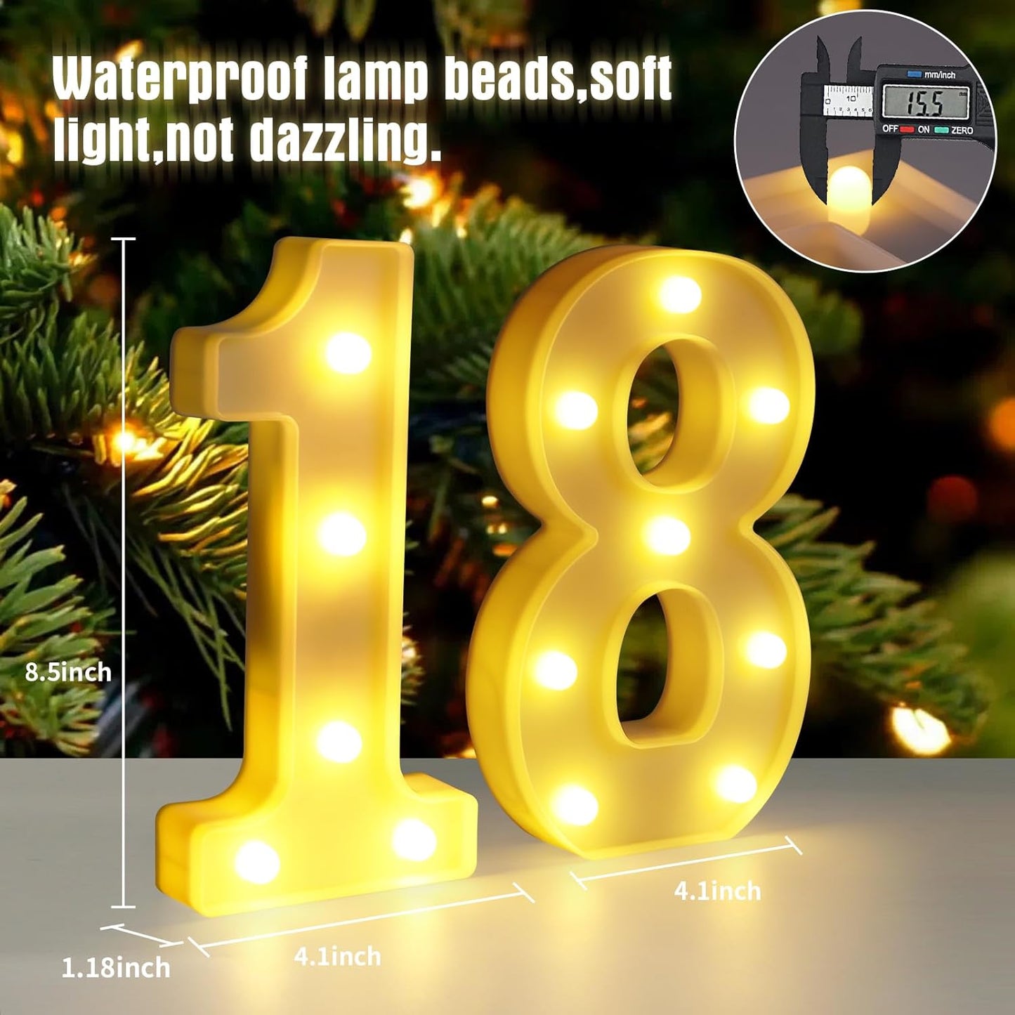 18th Birthday Decorations for Girls and Boys,Happy 18th Birthday Decorations for Men Centerpieces Table,18 Light Up Numbers Sign Led for Party Backdrop Wall Decor for Wedding Anniversary Home