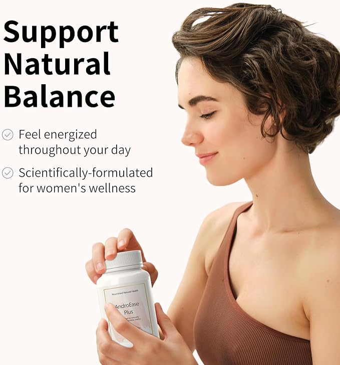 Nourished AndroEase Plus - Natural Balance Supplement for Women - Vegan Formula with Zinc & Saw Palmetto - 240 Capsules for Daily Wellness & Vitality - Made in USA