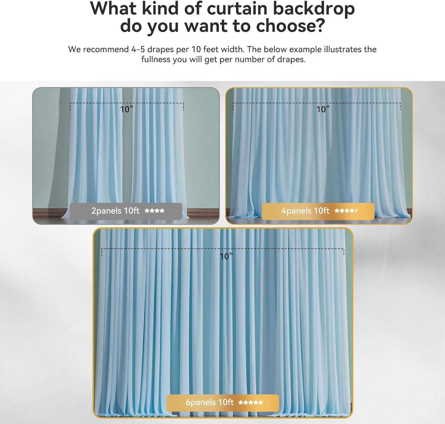 10×8ft Tulle Backdrop Curtains with Lights String - 300LED Fairy Lights Sheer Curtain Backdrop for Weddings Baby Shower and Birthday Party Decorations(4 Panels 5×8ft)