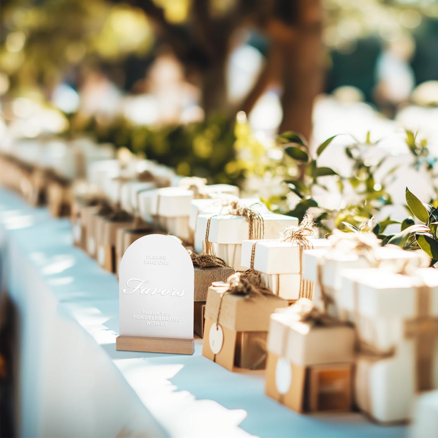Acrylic Wedding Signs with Wood Stand, 5x7" Frosted Arch Party Favors for Ceremony & Reception, Perfect for Rustic Wedding Decoration, Anniversary, Event