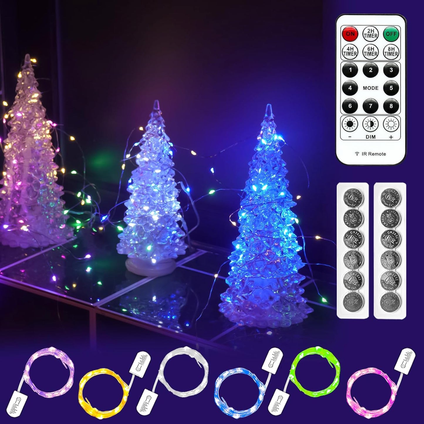 HXWEIYE 6 Pack Multicolor Fairy Lights Battery Operated with Remote & Timer, 7ft 20LED Mini String Lights Mason Jar Lights, Waterproof Firefly Starry Lights for DIY Wedding Party Bedroom Patio