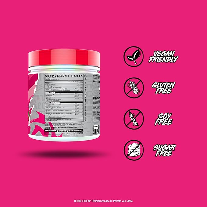 GHOST Legend Pre-Workout Powder, Bubblicious Strawberry Splash - 30 Servings – Pre-Workout for Men & Women with Choline, L-Citrulline, & Beta Alanine for Energy & Focus