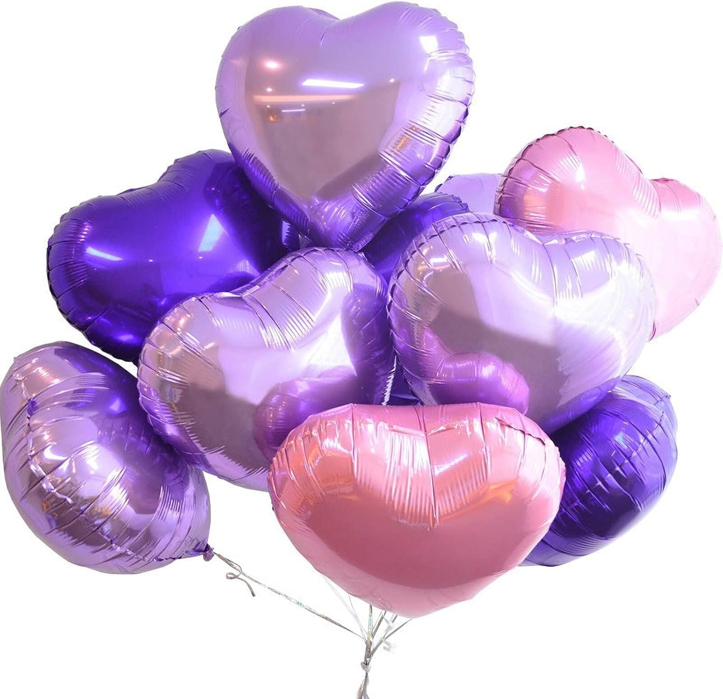 10pcs Pearl Purple Heart Balloons - 18 Inch Mylar Balloons for Baby Shower, Wedding, Valentine's Day Decorations