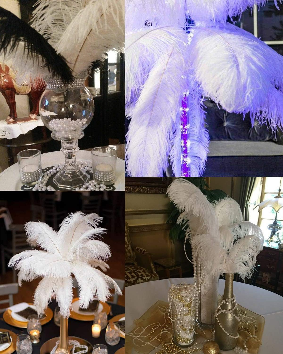Happy Feather 16-18 inch Purple Ostrich Feathers Craft for Wedding Party Centerpieces Home Decoration DIY Craft Pack of 10-Champagne