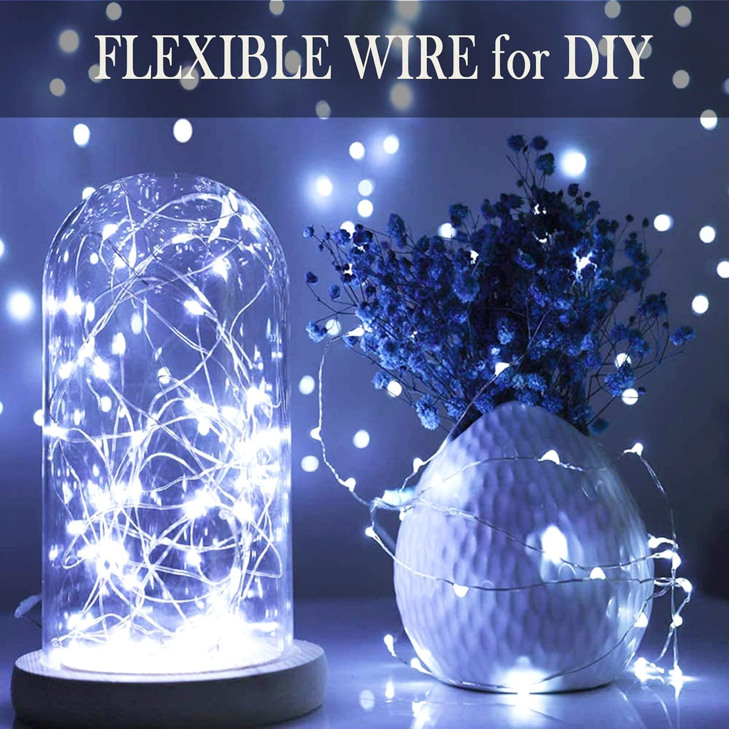 Twinkle Fairy Lights Battery Powered 3 Modes with Timer Firefly Lights 20 LED on 7.2feet Silvery Copper Wire for DIY Wedding Party Christmas Halloween Centerpiece Decorations 15 Pack (Cool White)