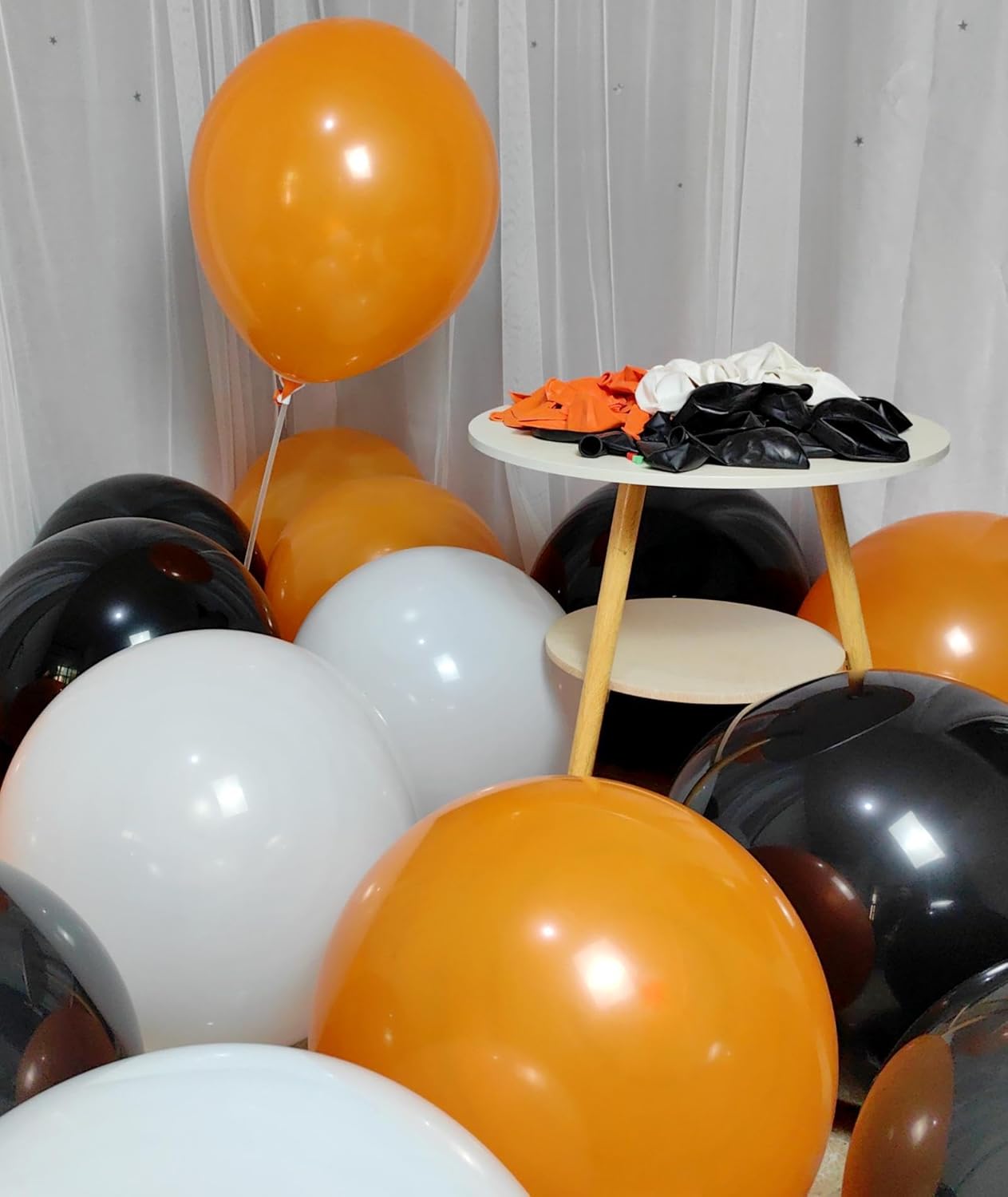 90 Pack Black White Orange Balloons 100 of each of the 3 colors 18 inch Black White Orange Latex Party Balloon Bulk for Various Party Events Decorations