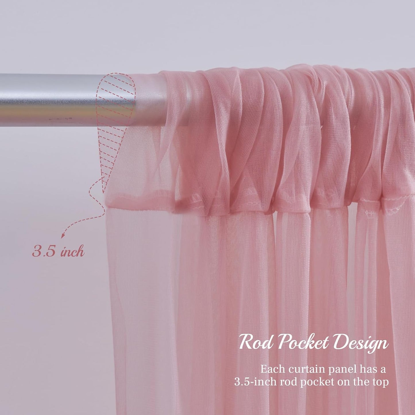 10x10ft Dusty Rose Tulle Backdrop Curtain for Parites, Sheer Backdrop Curtains for Wedding Baby Shower Birthday Party Photo Shoot Decorations