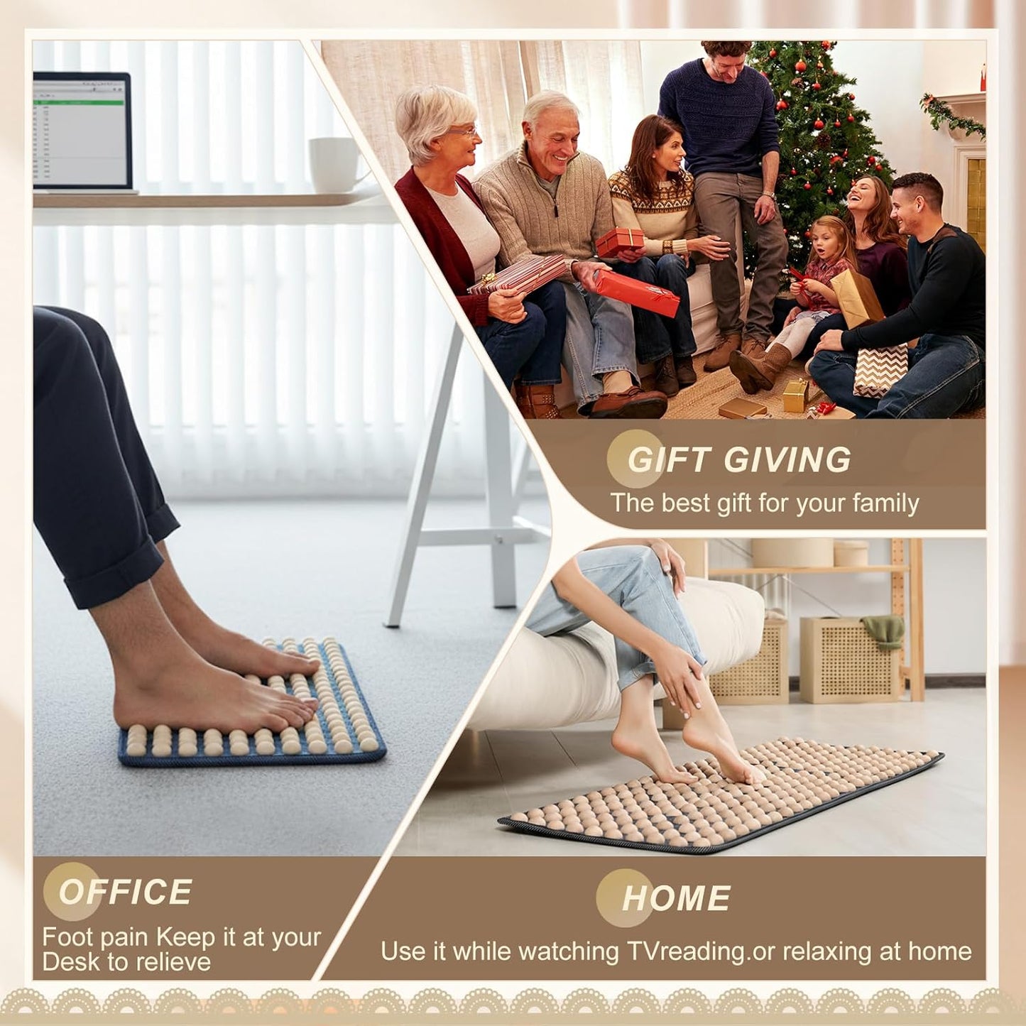 1 Pcs Wood Foot Acupressure Mat - Ergonomic Foot Massager Mat for Feet Relax, Wood Massage Tool -Foldable Pressure Point Pad for Long Sitting Elderly Students and Office Workers