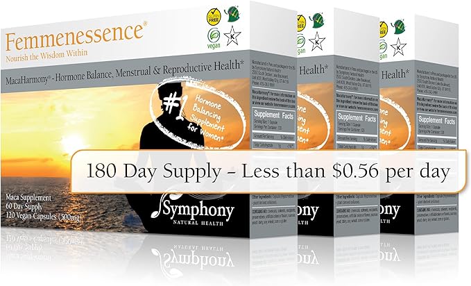 Femmenessence® MacaHarmony® – Clinically Studied Hormone Balance Support for Menstrual Health, PMS Relief, Mood, Skin & Fertility (360 Capsules, 180 Day Supply)