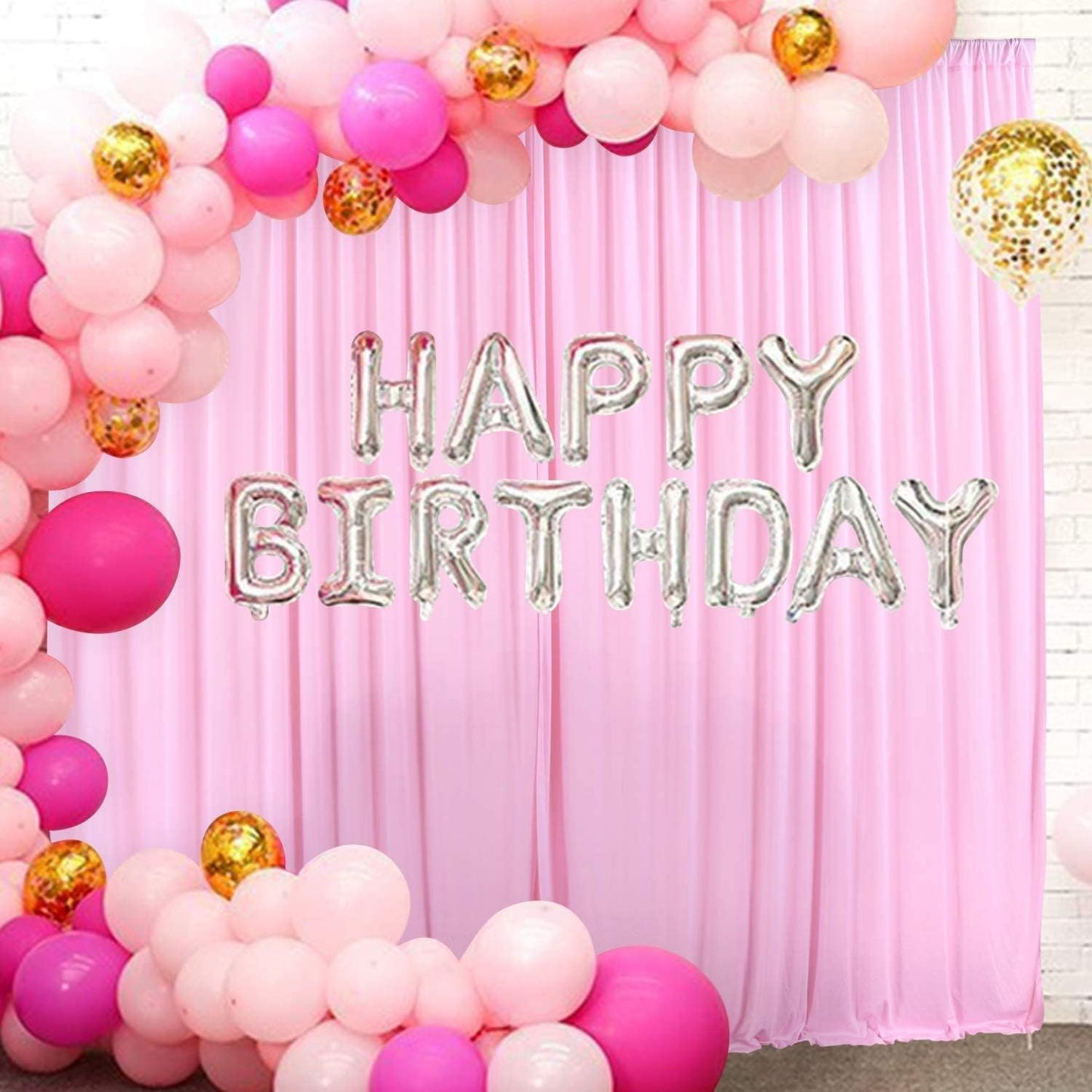 AK TRADING CO. 10 feet Wide x 12 feet Long IFR Polyester Backdrop Drapes Curtains Panels with Rod Pockets - Wedding Ceremony Party Home Window Decorations - (Pink)