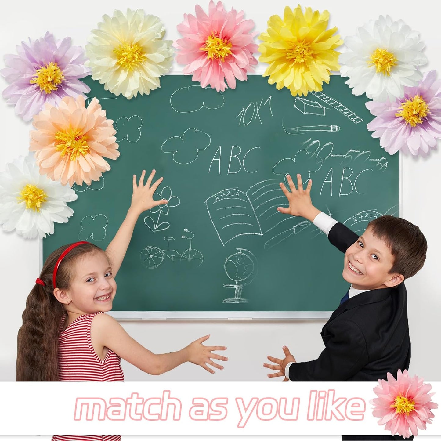 12 Pcs Daisy Tissue Paper Pom Poms Party Decorations Colorful Tissue Flowers Spring Party Decoration Paper Flowers Decorations for Wall Backdrop Garden Wedding Decor