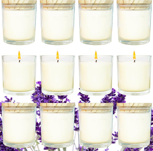 12 Pcs 6 Oz Mini Soy Candles,Lavender Scented Bulk Candle Set,Aromatherapy Candle,Great Stress Relieving Scented Candles for Girls as a Gift for Birthdays, Weddings Party Favors!