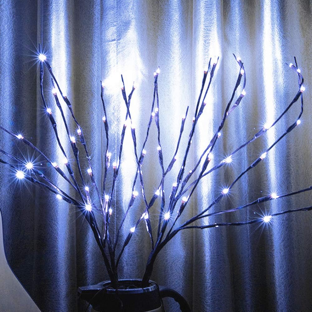 3 Pack Cool White Lighted Twig Branches 60 LED Lights Artificial Tree Willow Branches Lamp for Home Holiday Party Decoration Decor Battery Operated