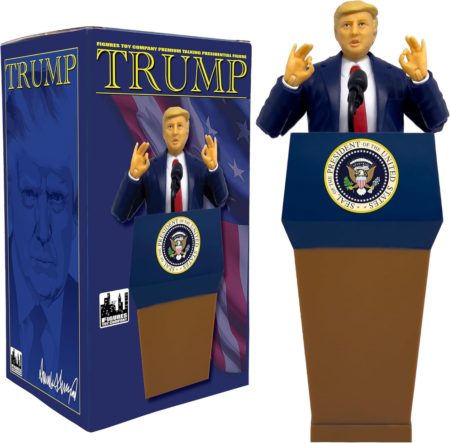 Figures Toy Company President Trump Talking Figure with Deluxe Articulation & Podium