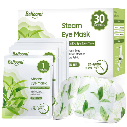 30Packs Steam Eye Mask, Heated Eye Mask Warm Compress for Eyes, Self Heating Warm Eye Masks Disposable Steam Mask for Home Sleep, Spa, Travel Essentials & Relaxation Gifts (Green Tea)
