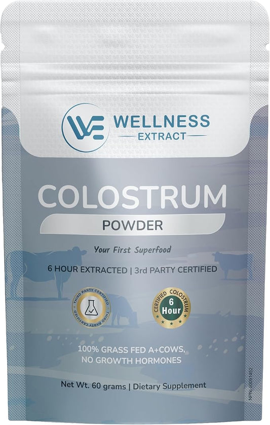 Bovine Colostrum Powder Rich in Protein & Lactoferrin- The True Certified Supplement for Immune Support, Gut Health, Muscle Growth - 60g
